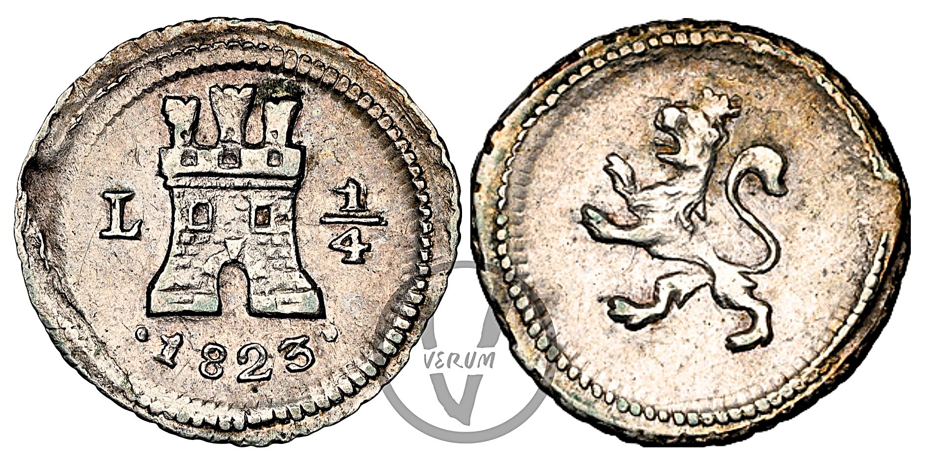 Fernando VII, 1/4 Real Lima (1823)