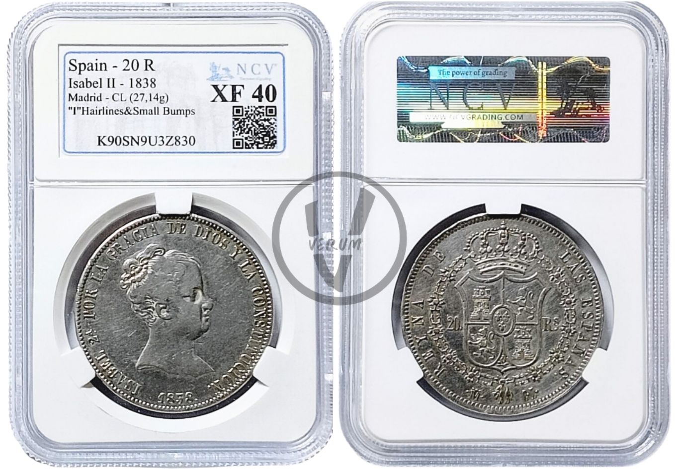 Isabel II, 20 Reales Madrid (1838) - Imagen 2